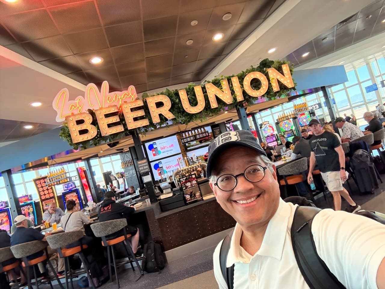 Richie taking a selfie after landing at the Las Vegas airport
