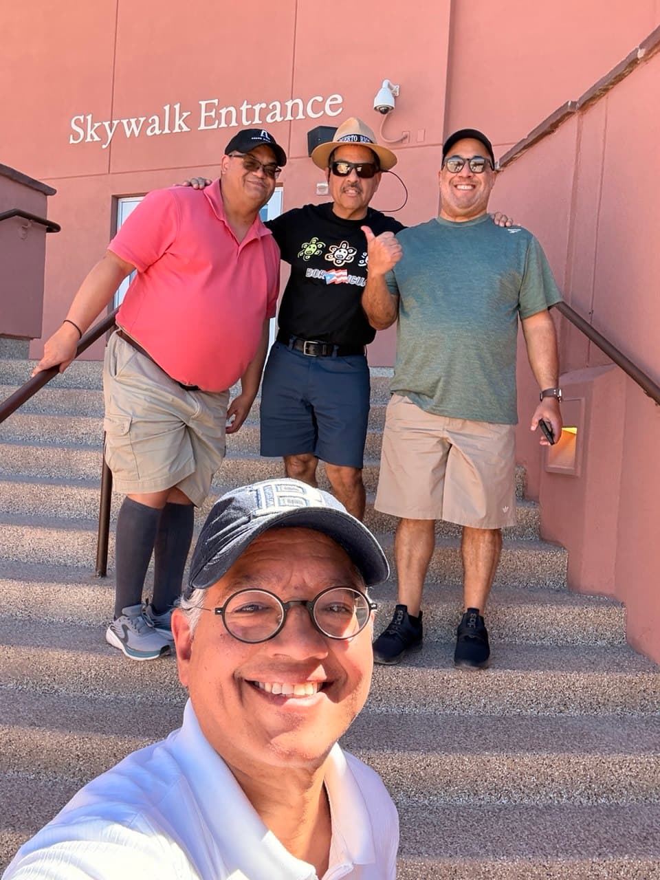 The four friends at the Skywalk entrance