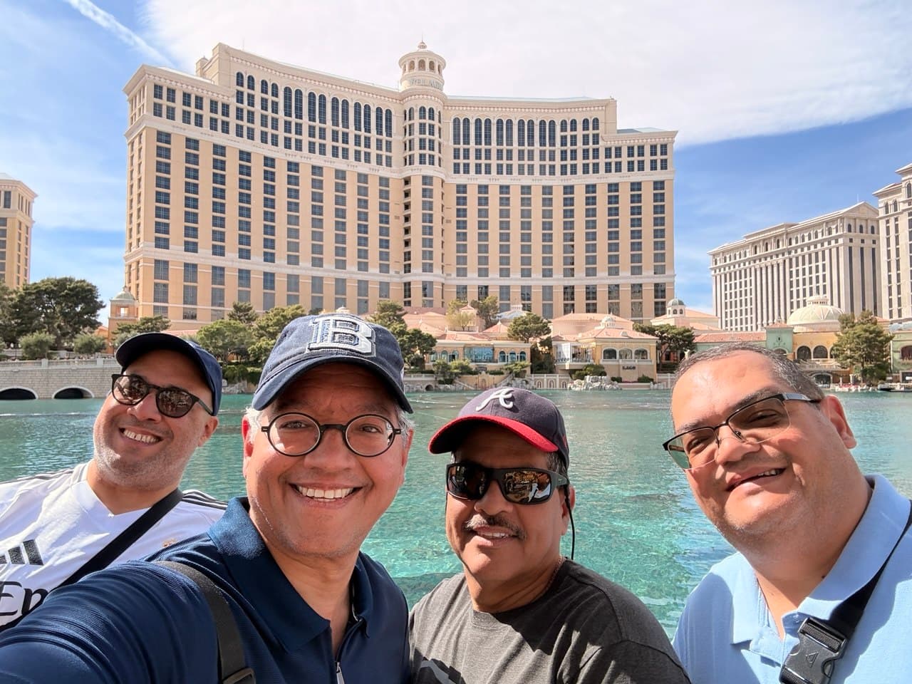The four friends at the Bellagio fountains