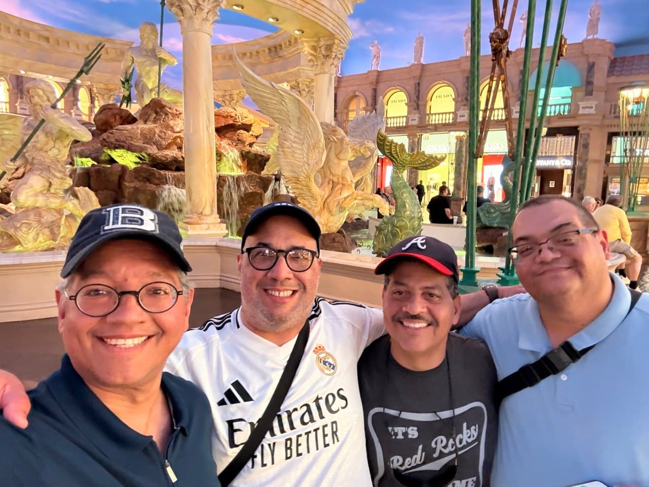 The four friends inside the Forum Shops at Caesars Palace