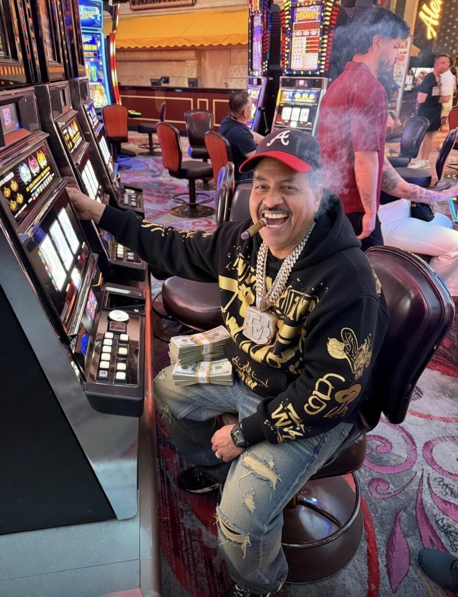 AI image of El Cura as a flashy Las Vegas high roller